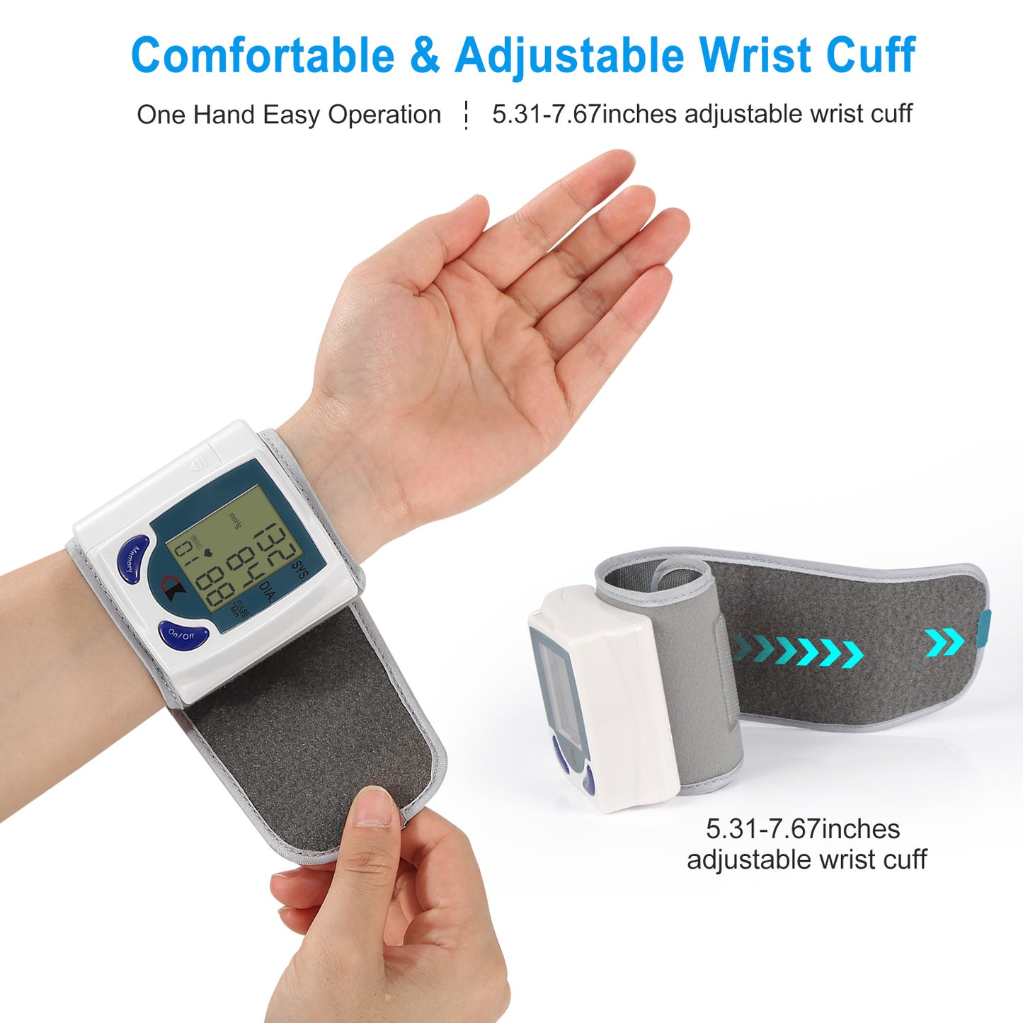 Wrist Health Monitor - Automatic BP Tracker with 60 Memory & LCD Display for Wellness