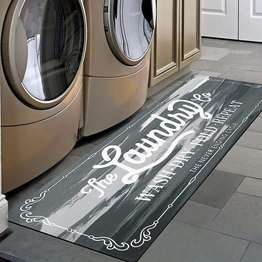 Laundry Room Rug Runner 20"X48" Waterproof Rubber Laundry Mat Non Slip Kitchen Mats for Floor Washable Floor Mat Runner Rug for Farmhouse Mudroom Washroom Bathroom Decor