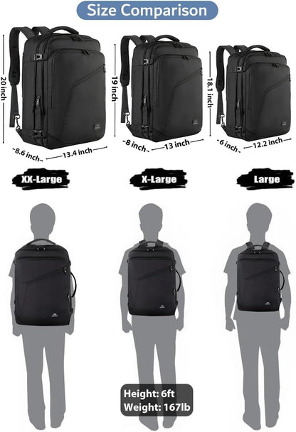 Carry on Backpack, Extra Large Travel Backpack Expandable Airplane Approved Weekender Bag for Men and Women, Water Resistant Lightweight Daypack for Flight 40L, Black
