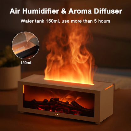 3D Flame Essential Oil Diffuser – Aromatherapy Humidifier with LED Fireplace Effect & Remote Control