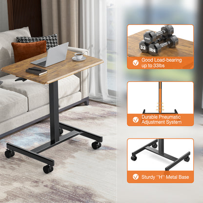 Adjustable Rolling Laptop Desk Cart - Mobile Standing Workstation for Home & Office