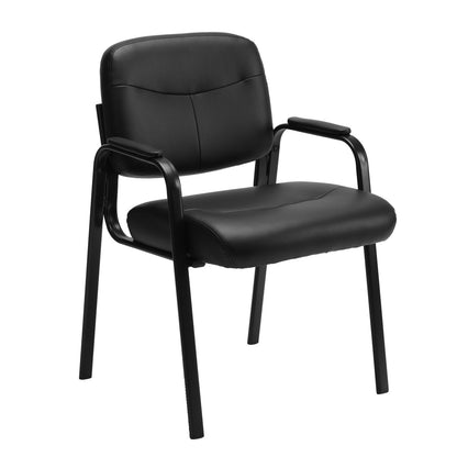 Leather Conference Room Chair with Padded Arms - Executive Office Guest Chair