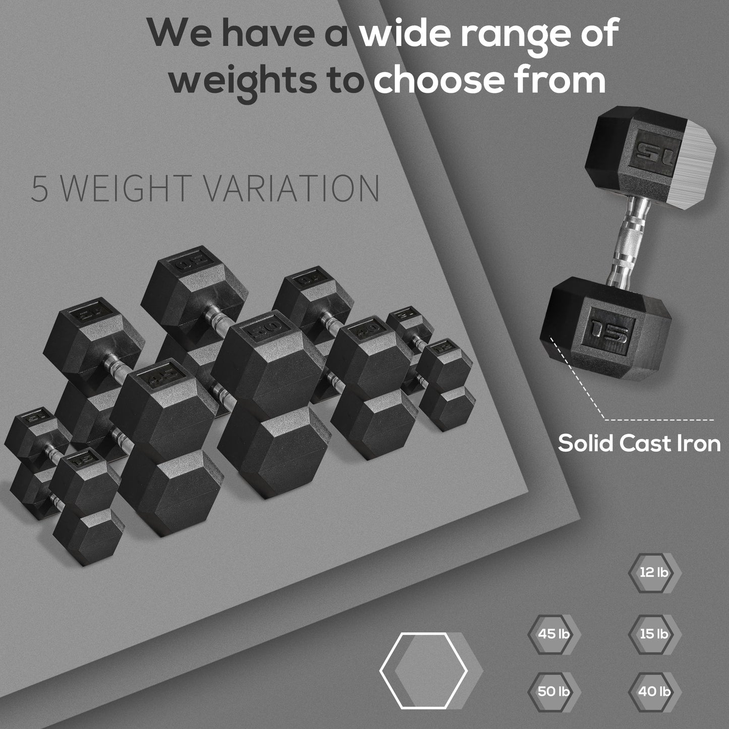 Hex Dumbbell Set - 2 x 15 lbs | Non-Slip Grip for Home Gym Workouts