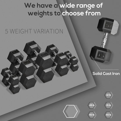 Hex Dumbbell Set - 2 x 15 lbs | Non-Slip Grip for Home Gym Workouts