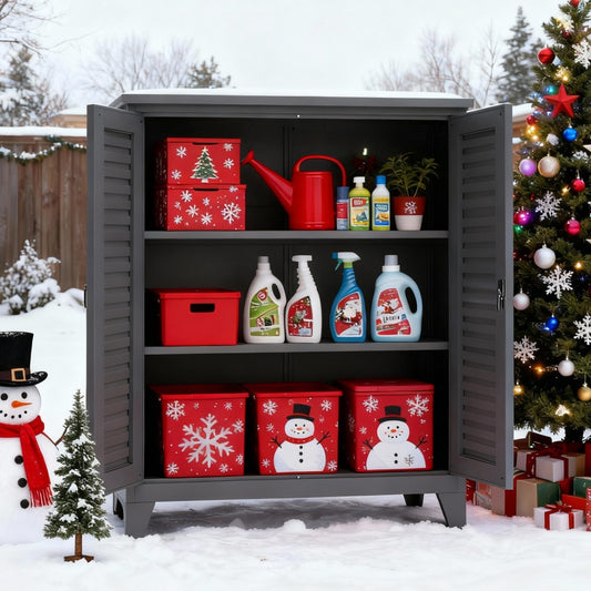 47" Tall Metal Tool Storage Cabinet - Lockable Garage Organizer with Adjustable Shelves