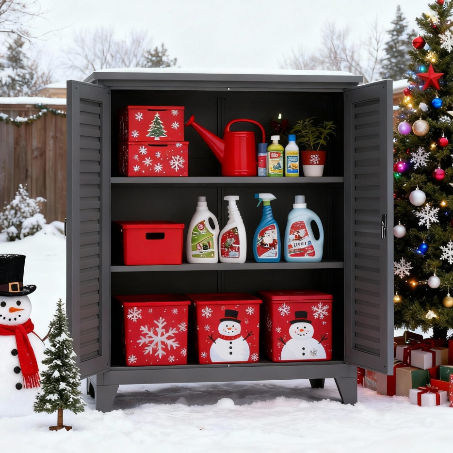 Gabinete de herramientas de metal de 120 cm de alto - Organizador de garaje con cerradura y estantes ajustables