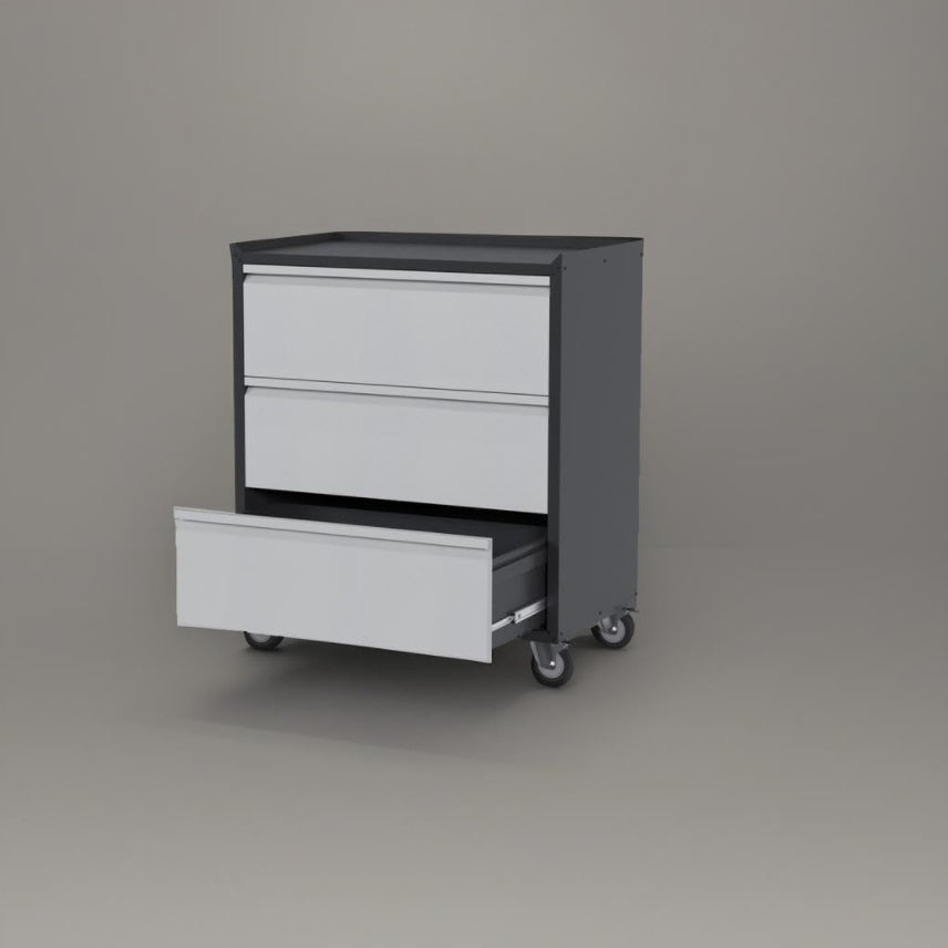 Mobile Tool Chest with 3 Drawers & Workbench Top - Rolling Garage Cabinet with Wheels