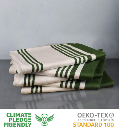 Kitchen Towels (20X30 Inches 6 Pack) Extra Large Premium Dish Towels for Kitchen Green & White Dish Cloths Highly Absorbent 100% Cotton Kitchen Hand Towels with Hanging Loop Tea Towels