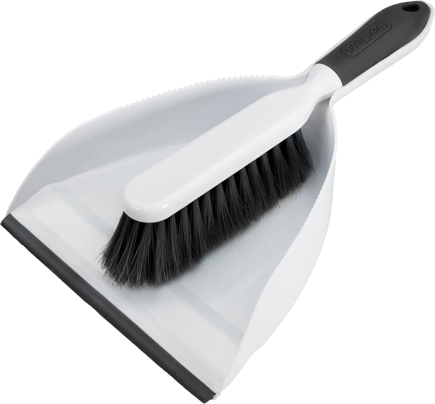 Dustpan & Brush Set - Professional Grade Ergonomic Brush Design & Soft Molded Lip for Maximum Efficiency - Black/White (6670-BLK)