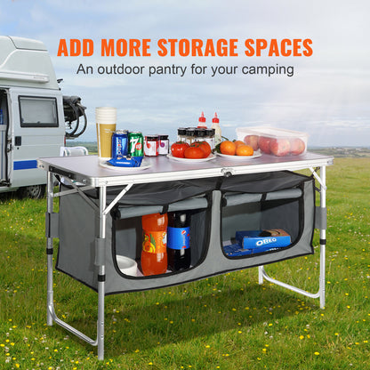 VEVOR Folding Camping Kitchen Table - 3 Adjustable Heights with Quick Setup