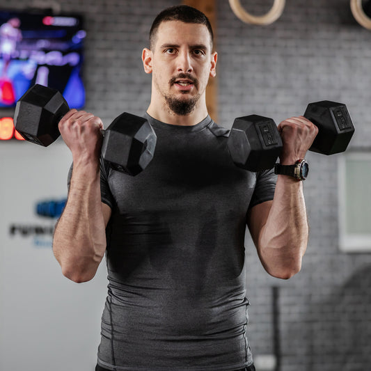 Hex Dumbbell Set - 2 x 15 lbs | Non-Slip Grip for Home Gym Workouts