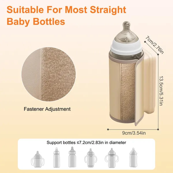 Portable Baby Bottle Warmer with Night Light - 6 Heating Levels for Travel & Home