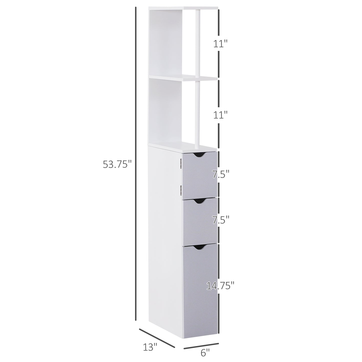 54" Tall Bathroom Storage Cabinet - Freestanding Organizer with Shelves