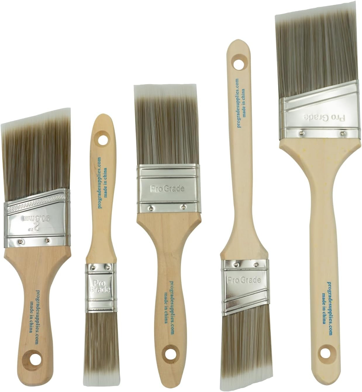 , Paint Brushes, 5-Piece, Paint Brush Set: Flat & Angle Brushes for Latex and Oil Paints, Stains, Interior & Exterior Home Improvement