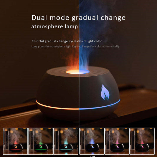 Flame Aromatherapy Diffuser – 130ml USB Essential Oil Humidifier with 7-Color LED Light