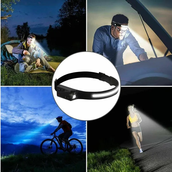 COB LED Rechargeable Headlamp - USB Headlight Flashlight for Camping, Work & Outdoor