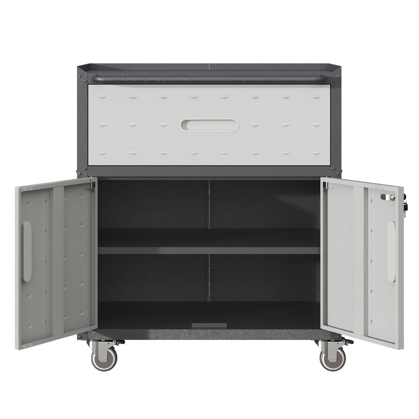 Mobile Tool Cabinet with Wheels - Heavy-Duty Rolling Storage with Drawer & Locking Doors