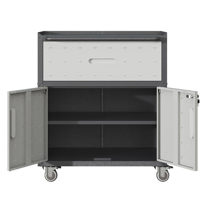 Mobile Tool Cabinet with Wheels - Heavy-Duty Rolling Storage with Drawer & Locking Doors