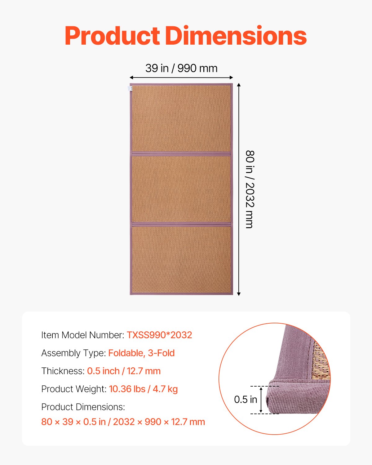 Japanese Rattan Tatami Mat - 80" x 39" Handwoven Summer Sleeping Mat for Meditation & Yoga