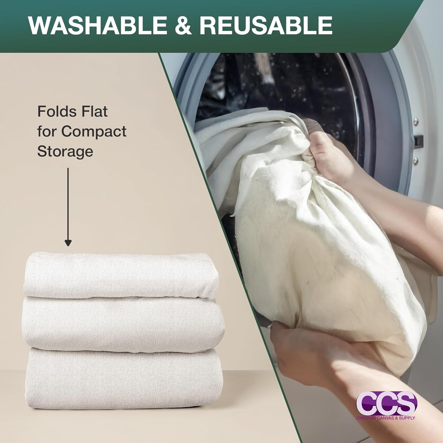 CCS Canvas Drop Cloth for Painting – All Purpose Cotton Duck Cloth Tarp for Curtains, Tablecloths, Backdrops – Washable & Reusable Floor Cover & Dust Sheet for Furniture (6X9 Ft)