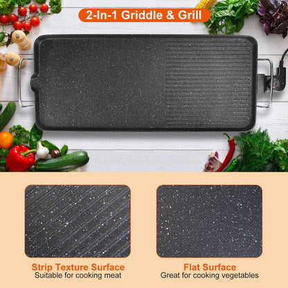 Electric BBQ Grill Griddle - Non-Stick Hot Plate for Indoor & Outdoor Cooking