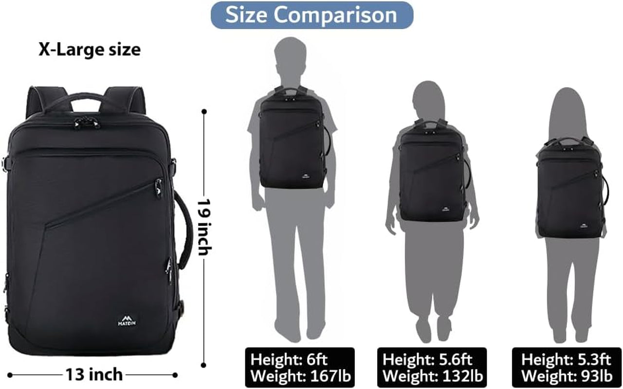 Carry on Backpack, Extra Large Travel Backpack Expandable Airplane Approved Weekender Bag for Men and Women, Water Resistant Lightweight Daypack for Flight 40L, Black