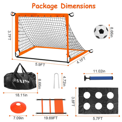Kids Soccer Goal Set - Portable Training Equipment with Cones, Agility Ladder & Carry Bag