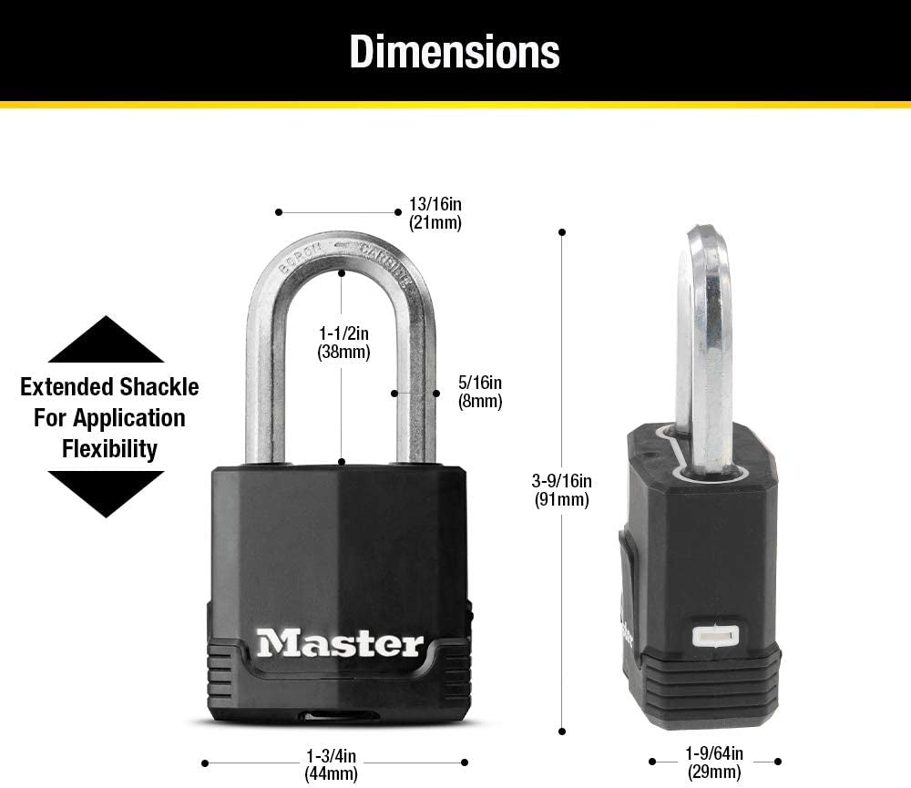 Black Outdoor Key Lock, Heavy Duty Weather Resistant Padlock with Cover, Keyed Alike Padlocks for Outdoor Use, 4 Pack, M115XQLF