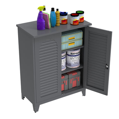 Gabinete de herramientas de metal de 120 cm de alto - Organizador de garaje con cerradura y estantes ajustables