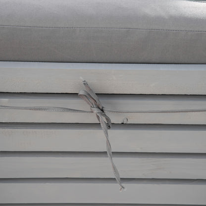 Wood Outdoor Chaise Lounge Chair - 4-Position Adjustable Reclining Beach Chair with Cushion - Gray