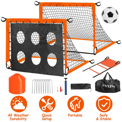 Kids Soccer Goal Set - Portable Training Equipment with Cones, Agility Ladder & Carry Bag