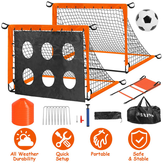 Kids Soccer Goal Set - Portable Training Equipment with Cones, Agility Ladder & Carry Bag