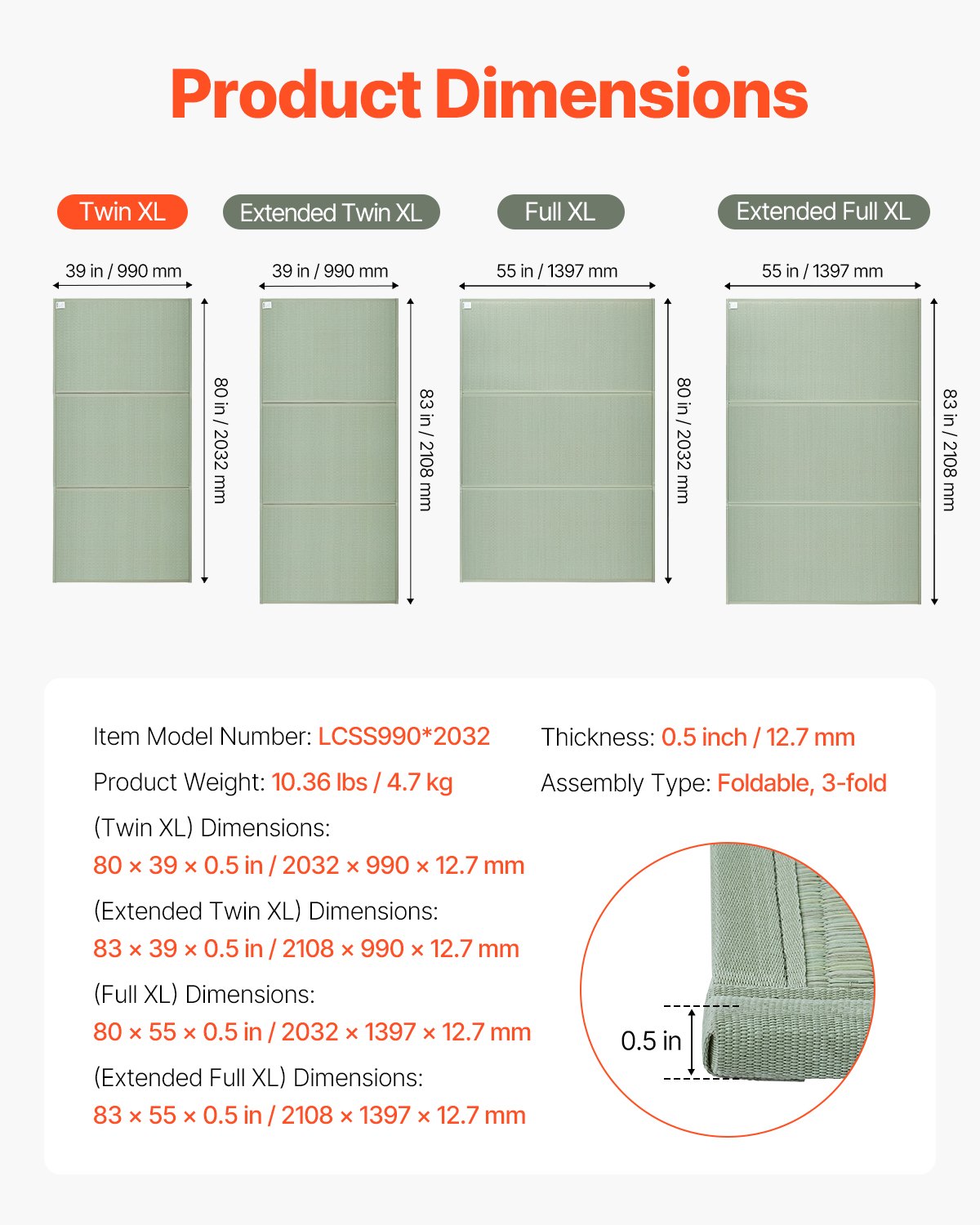 Japanese Tatami Mat - Twin Size Natural Rush Grass Floor Mattress for Meditation & Yoga