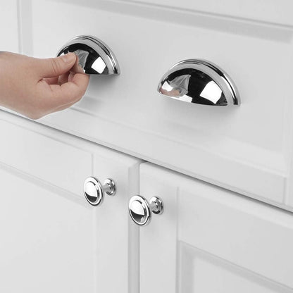 10 Pack 3 Inch Bin Cup Drawer Pulls Polished Chrome Cabinet Handles Chrome Cabinet Pulls for Kitchen Cabinets Drawer Dresser Cupboard Bedroom Bathroom
