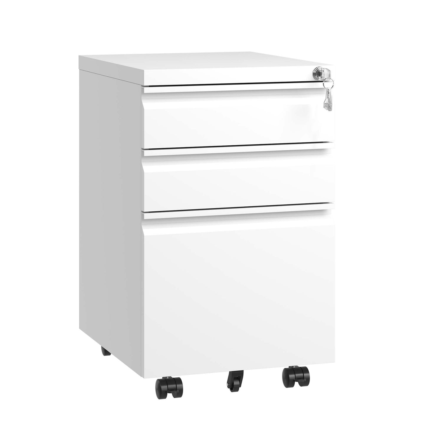 3-Drawer Mobile File Cabinet with Lock - Metal Filing Cabinet for Home Office