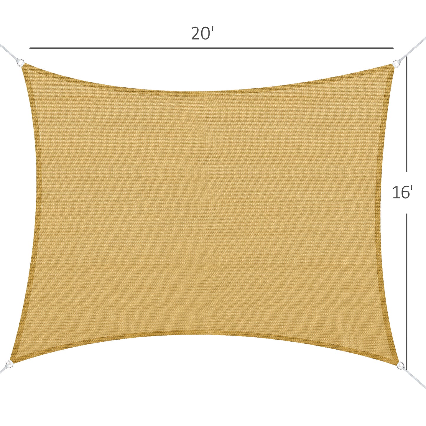 16' x 20' Sun Shade Sail Canopy - Rectangle Outdoor Shade Cloth for Patio, Deck & Yard - Sand