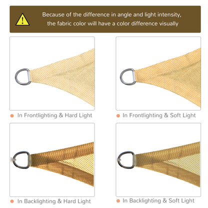 16' x 20' Sun Shade Sail Canopy - Rectangle Outdoor Shade Cloth for Patio, Deck & Yard - Sand