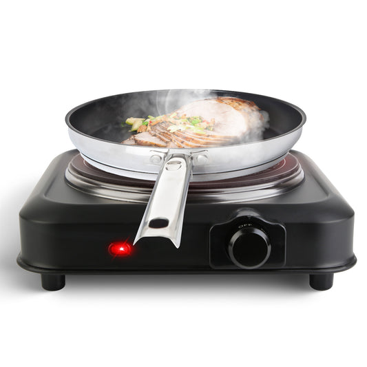 1200W Portable Electric Hot Plate - Single Burner Infrared Cooktop for RV & Camping