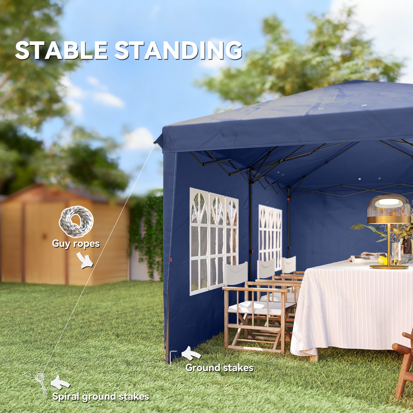 10' x 20' Pop Up Canopy Tent with 4 Sidewalls - Instant Gazebo Shelter with Carry Bag - Blue