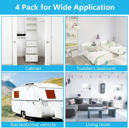 Door Stopper, 4 Pack Magnetic Door Stop, Stainless Steel, Magnetic Door Catch, 3M Double-Sided Adhesive Tape, No Drilling, Screws for Stronger Mount, Hold Your Door Open, 4 Pack for Wide Doors