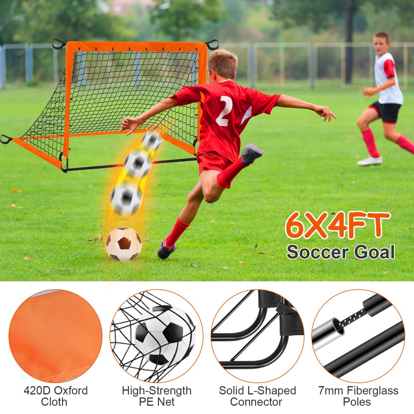 Kids Soccer Goal Set - Portable Training Equipment with Cones, Agility Ladder & Carry Bag
