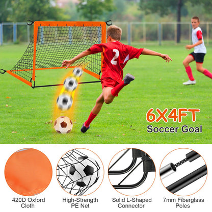 Kids Soccer Goal Set - Portable Training Equipment with Cones, Agility Ladder & Carry Bag