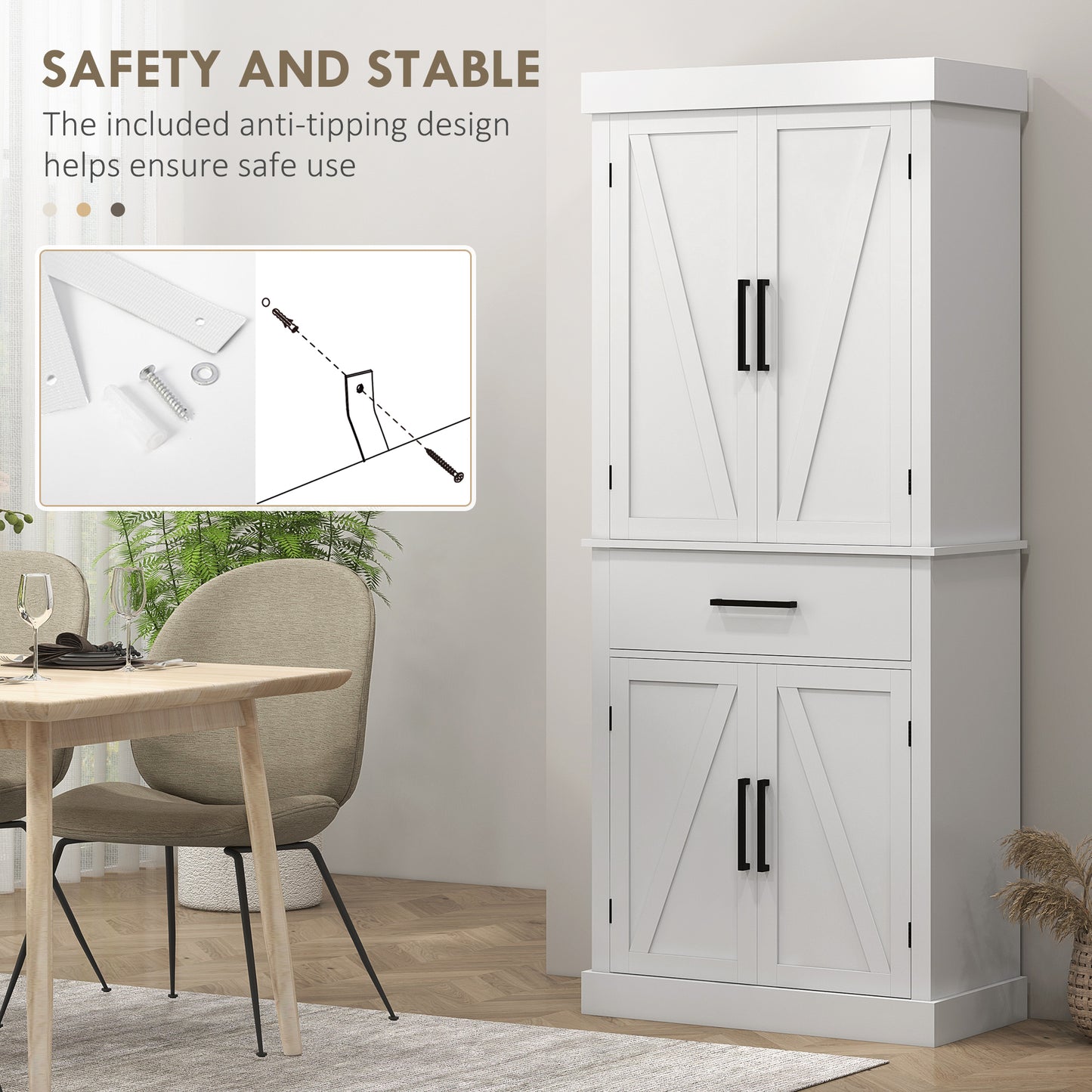 Despensa de cocina de 183 cm de alto - Organizador de almacenamiento independiente con estantes