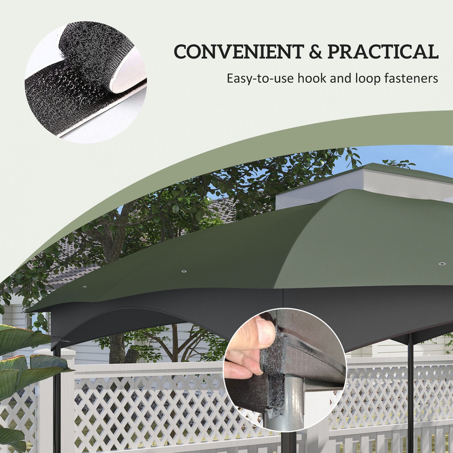 10' x 12' 2-Tier Gazebo Canopy Replacement Cover with Drainage Holes - Green