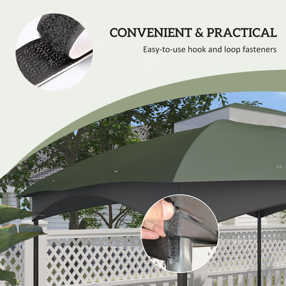 10' x 12' 2-Tier Gazebo Canopy Replacement Cover with Drainage Holes - Green
