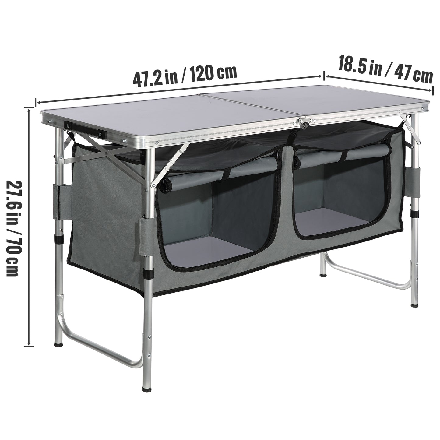 VEVOR Folding Camping Kitchen Table - 3 Adjustable Heights with Quick Setup