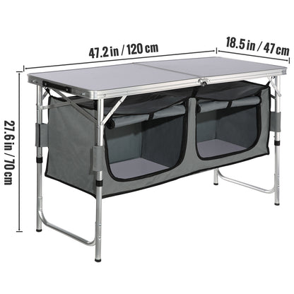 VEVOR Folding Camping Kitchen Table - 3 Adjustable Heights with Quick Setup