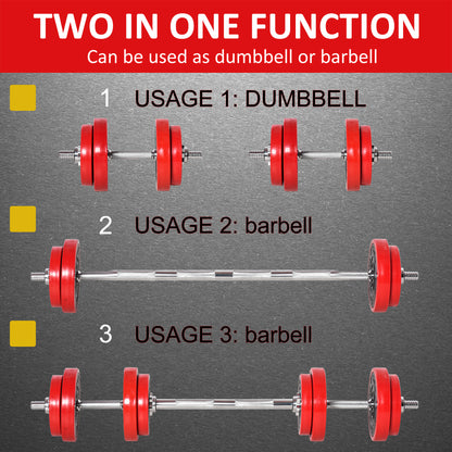 Adjustable Dumbbell Set 44 lbs - Convertible to Barbell | Home Gym Weight Set