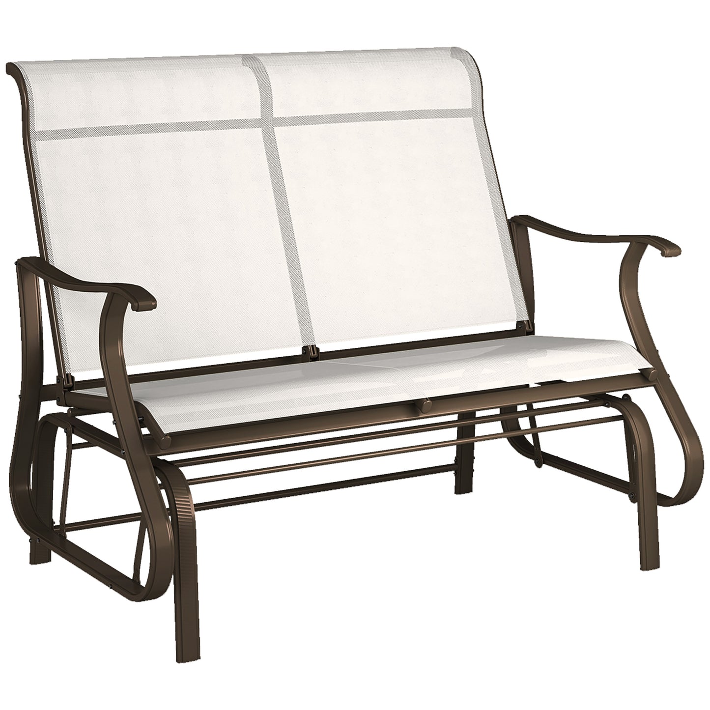 2-Person Outdoor Glider Bench - Patio Loveseat Rocking Chair with Powder Coated Steel Frame - Cream White