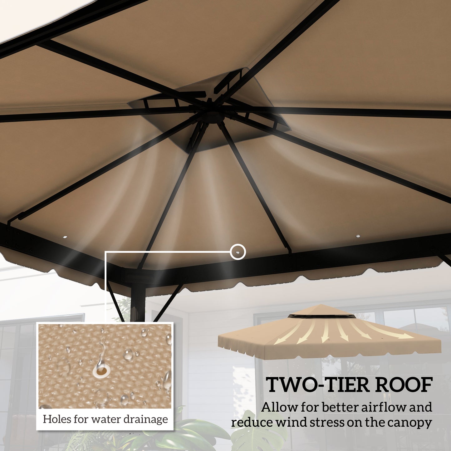 10' x 10' Gazebo Replacement Canopy - Model 84C-051 / 84C-269 Compatible - Khaki